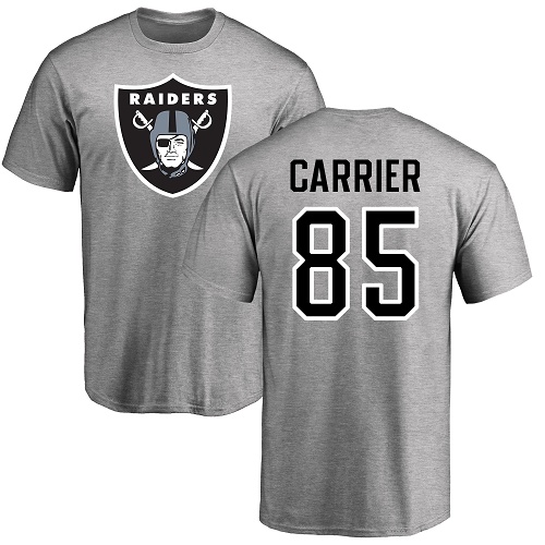 Men Oakland Raiders Ash Derek Carrier Name and Number Logo NFL Football #85 T Shirt->oakland raiders->NFL Jersey